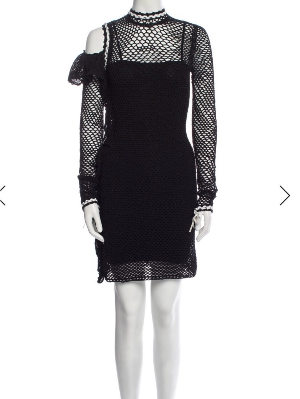 Magda Butrym Corientes Black Cold-Shoulder Crochet Dress SZ XS